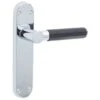Door Handles With Backplate - Polished Chrome With Black Leather Wrap