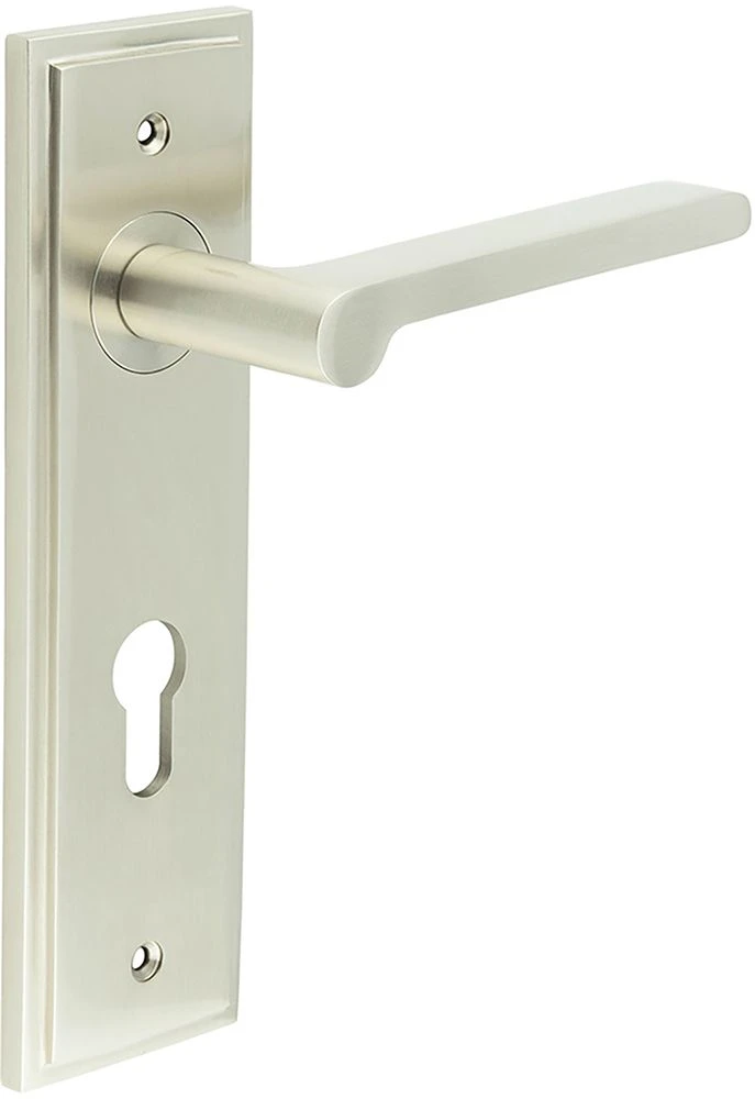 Blade Pattern Lever Handle On A Large Rectangular Backplate - Satin Nickel - Image 3