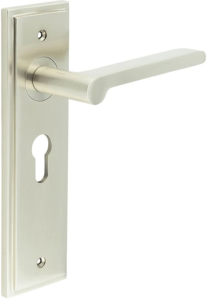 Blade Pattern Lever Handle On A Large Rectangular Backplate - Satin Nickel - Image 4