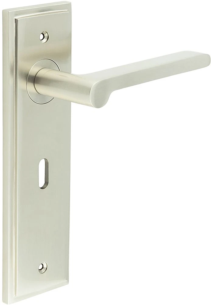 Blade Pattern Lever Handle On A Large Rectangular Backplate - Satin Nickel - Image 5