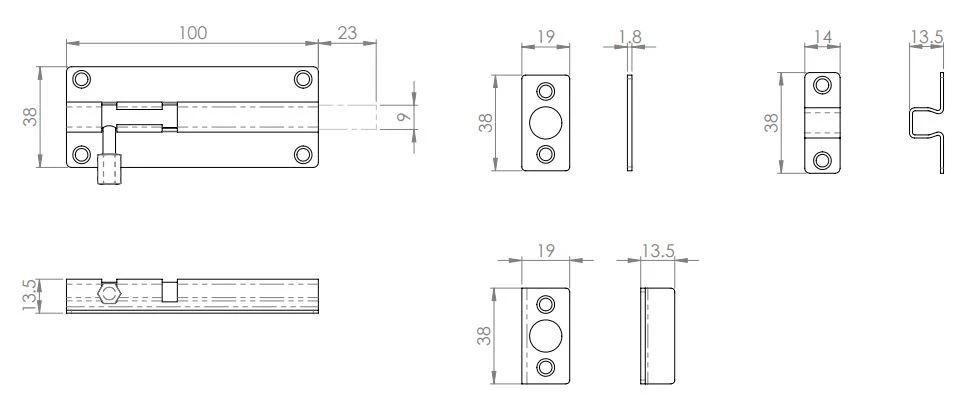 Surface Mounted Bolt - For Inward Or Outward Opening Doors - Suitable For Use On FD30 / FD60 Fire Rated Doors - Polished Stainless Steel - Image 4