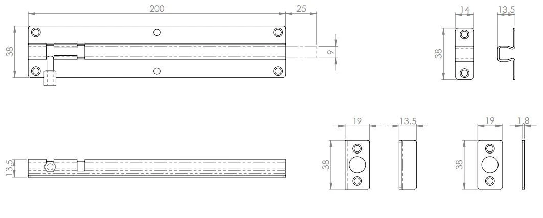 Surface Mounted Bolt - For Inward Or Outward Opening Doors - Suitable For Use On FD30 / FD60 Fire Rated Doors - Polished Stainless Steel - Image 5