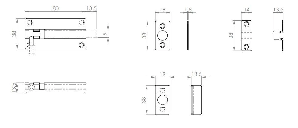 Surface Mounted Bolt - For Inward Or Outward Opening Doors - Suitable For Use On FD30 / FD60 Fire Rated Doors - Polished Stainless Steel - Image 2