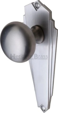 Broadway Mortice Knobs On Back Plate - Satin Chrome