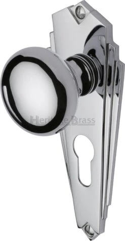 Broadway Mortice Knobs On Back Plate - Polished Chrome