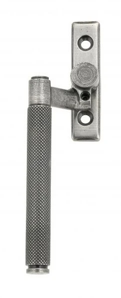 Brompton Cranked Knurled Pattern Locking Espagnolette Handle - Window Fastener - Left & Right Hand - Pewter
