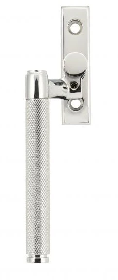 Brompton Cranked Knurled Pattern Locking Espagnolette Handle - Window Fastener - Left & Right Hand - Polished Chrome