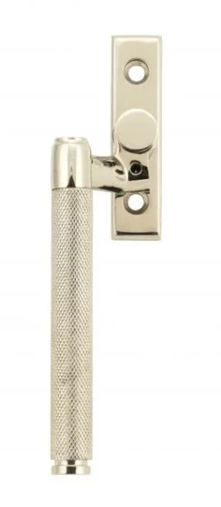 Brompton Cranked Knurled Pattern Locking Espagnolette Handle - Window Fastener - Left & Right Hand - Polished Nickel