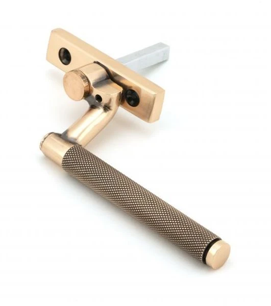 Brompton Cranked Knurled Pattern Locking Espagnolette Handle - Window Fastener - Left & Right Hand - Polished Solid Bronze - Image 2
