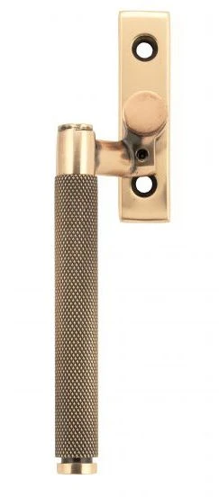 Brompton Cranked Knurled Pattern Locking Espagnolette Handle - Window Fastener - Left & Right Hand - Polished Solid Bronze