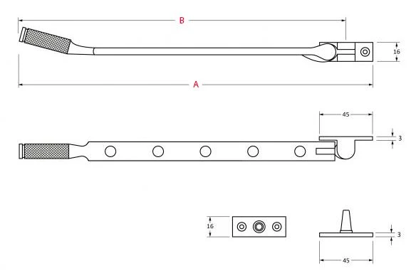 Brompton Knurled Pattern Window Stay - Available In Three Sizes - Polished Chrome - Image 2