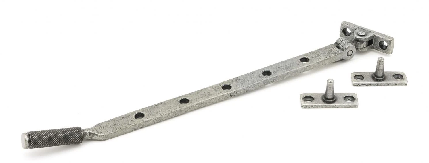 Brompton Knurled Pattern Window Stay - Available In Three Sizes - Pewter