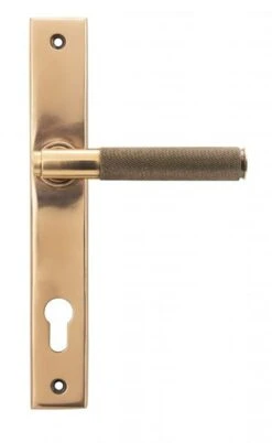 Brompton Slimline Lever Multi Point Door Lever Handles - 92mm Euro Centres - 212mm Bolt Centres - 242mm X 32mm Back Plate - Polished Solid Bronze