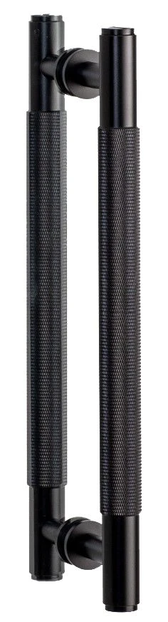 Buster & Punch Diamond Cut Knurled Pull Handles - Back To Back Fixing Pair For Internal Doors - Available In Two Sizes - Matt Black