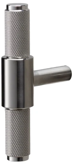 Buster & Punch Diamond Cut Knurled Pattern T-Bar Cabinet Door Pull Handle - Satin Stainless Steel
