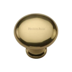 Button Cupboard Knob - Polished Brass (Lacquered)