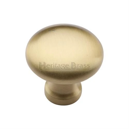 Button Cupboard Knob - Satin Brass (Lacquered)