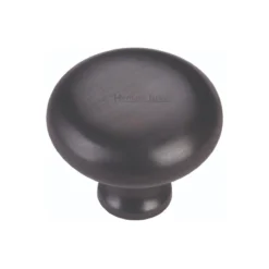 Button Shaped Cupboard Knob - Available In Two Sizes - Matt Black