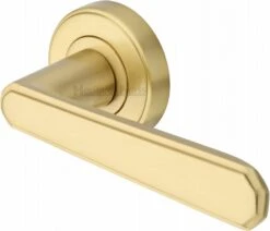 Century - Round Rose Lever Handles Only - Satin Brass (Lacquered)
