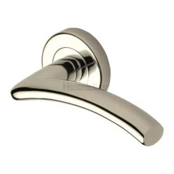 Centaur Round Rose Lever Handles - Polished Nickel