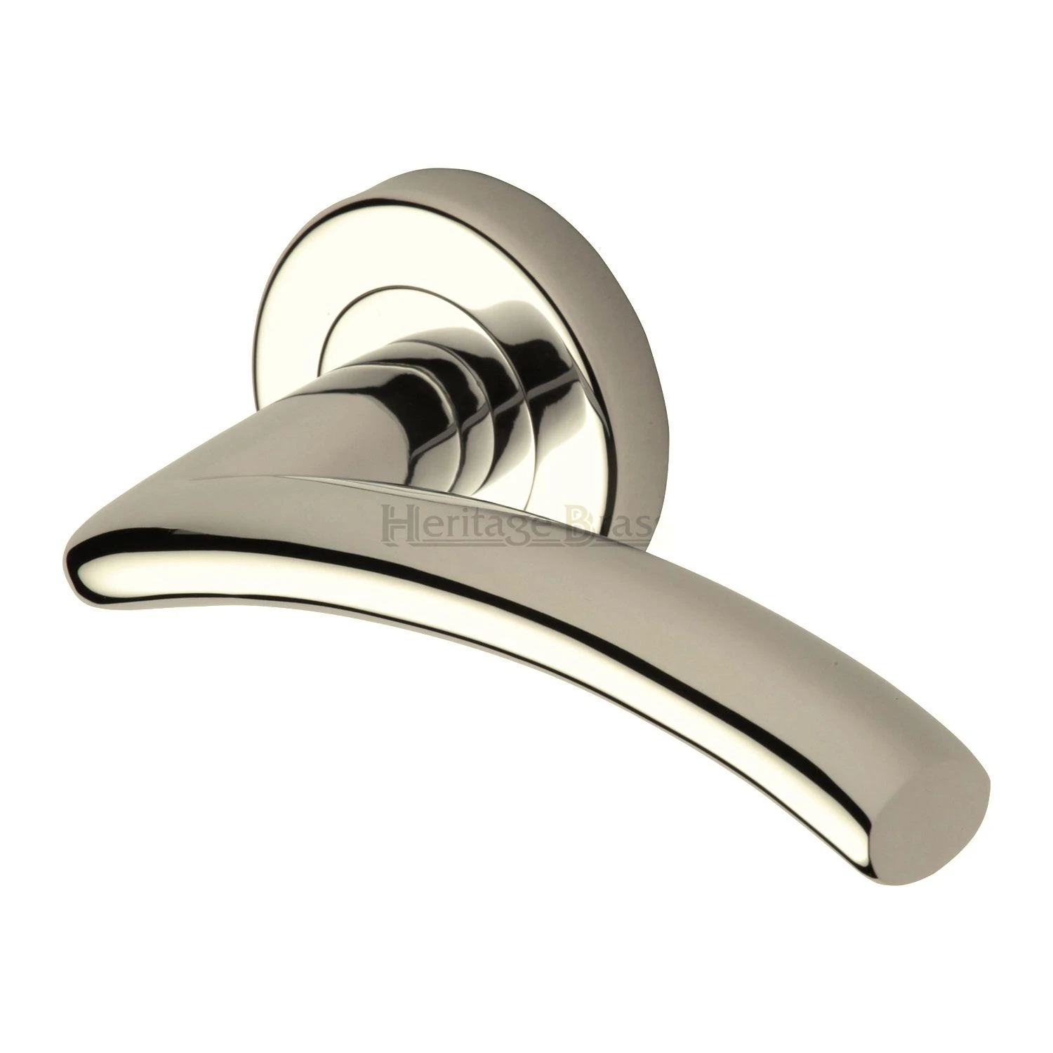 Centaur Round Rose Lever Handles - Polished Nickel