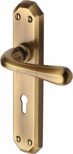 Charlbury Lever Door Handles On A Backplate - Antique Brass (Gloss Lacquered)