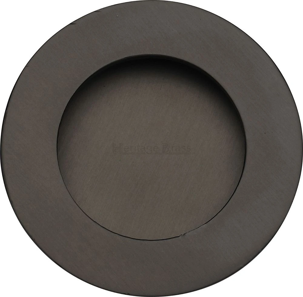 Circular Flush Pull Handle For Sliding Pocket Doors - 63mm Diameter - Matt Bronze (Lacquered)