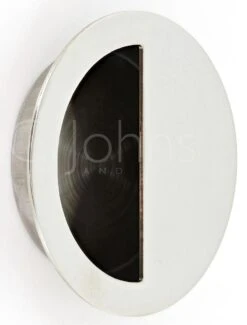 Circular Flush Pull Handle With Semi Circle Half Moon Grip - Tested For Use On FD30 Fire Doors - Polished Stainless Steel