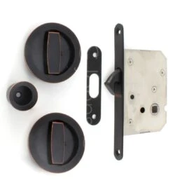 Circular Turn & Turn Hook Lock For Sliding Pocket Doors - Oil Rubbed Bronze