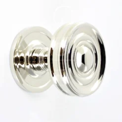 Classic Design Cupboard Knob With Raised Front And Stepped Rose - Polished Nickel