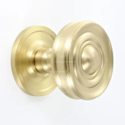 Classic Design Cupboard Knob With Raised Front And Stepped Rose - Satin Brass (Lacquered)