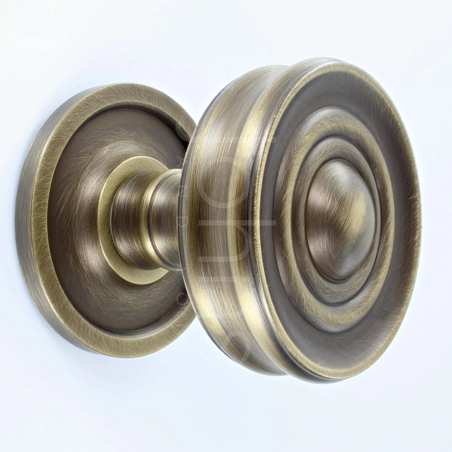 Classic Design Mortice Knob With Raised Front Concealed Fixed Rose - Antique Brass (Lacquered)