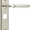 Classic Pattern Lever Handle With Ring Detail On A Large Rectangular Backplate - Satin Nickel