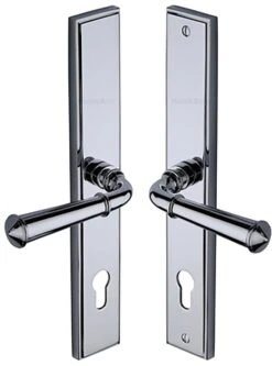 Colonial Lever Multi Point Door Lever Handles - 92mm Euro Centres - 259mm Bolt Centres - 285mm X 44mm Back Plate - Polished Chrome