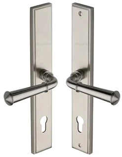 Colonial Lever Multi Point Door Lever Handles - 92mm Euro Centres - 259mm Bolt Centres - 285mm X 44mm Back Plate - Satin Nickel
