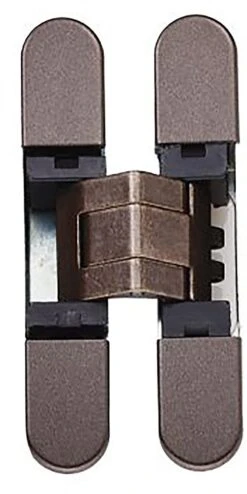 Concealed Adjustable Hinge For Invisible Doors - Suitable For 18mm Doors - 76mm X 14mm - Dark Bronze (Lacquered)