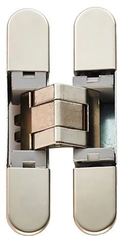 Concealed Adjustable Hinge For Invisible Doors - Suitable For 18mm Doors - 76mm X 14mm - Polished Nickel