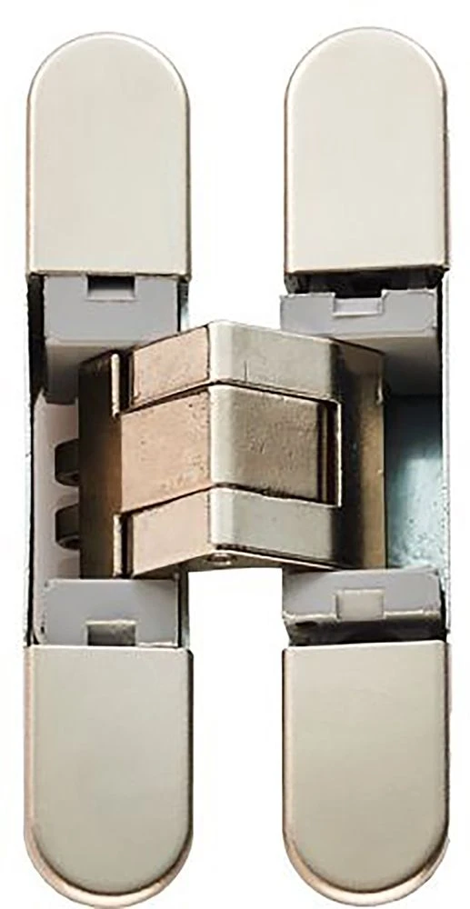 Concealed Adjustable Hinge For Invisible Doors - Suitable For 18mm Doors - 76mm X 14mm - Polished Nickel