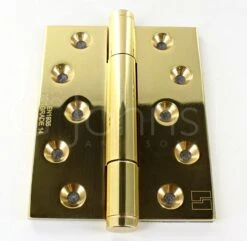 Tritech Concealed Polymer Bearing Grade 14 Hinge - Self Lubricating - CE / UKCA Marked - Fired Rated - 100mm X 75mm - Polished Brass (Lacquered)