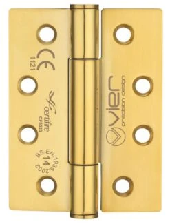 Concealed Nylon Bearing Grade 14 Hinges - Self Lubricating - CE / UKCA Marked - Fired Rated - Certifire Approved - 160kg Weight Limit - 102mm X 76mm - PVD Polished Brass Plated