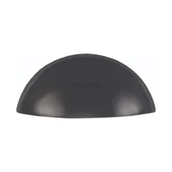 Contemporary Style Half Moon Shape Cup Handle - 85mm Width - Rear Fixing - Matt Black