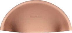 Contemporary Style Half Moon Shape Cup Handle - 85mm Width - Rear Fixing - Satin Copper (lacquered)