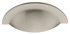 Crescent Shape Cup Handle - Rear Fix - 97mm Width (57mm Fixing Centres) - Satin Nickel