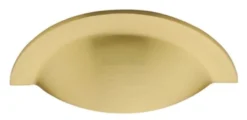 Crescent Shape Cup Handle - Rear Fix - 97mm Width (57mm Fixing Centres) - Satin Brass (Lacquered)