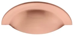 Crescent Shape Cup Handle - Rear Fix - 97mm Width (57mm Fixing Centres) - Satin Copper (lacquered)