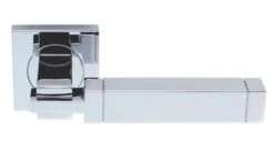 Cube Square Rose Lever Handles - Polished Chrome - Suitable For Use With FD30 / FD60 Fire Doors