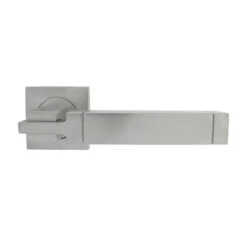 Cube Square Rose Lever Handles - Satin Chrome - Suitable For Use With FD30 / FD60 Fire Doors