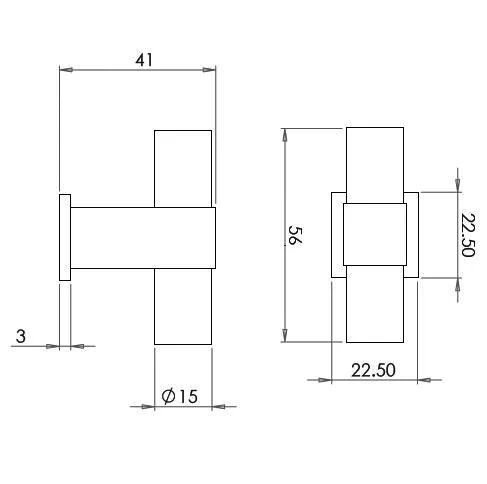 T Bar Shape Cupboard Knob With Square Section Neck - Polished Nickel - Image 3