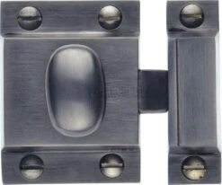 Cupboard Catch With Oval Knob - 53mm X 40mm - Matt Black