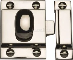 Cupboard Catch With Oval Knob - 53mm X 40mm - Polished Nickel